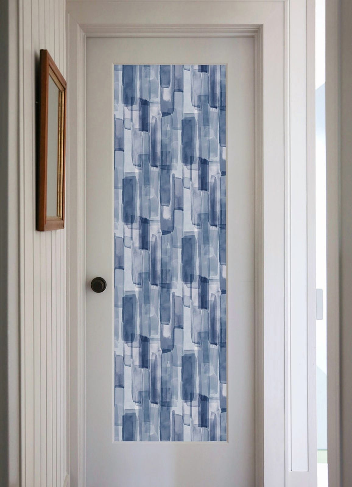 Mr. Kate Watercolor Glass Dark Blue Peel and Stick Wallpaper