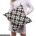 thumbnail image 5 of Modern Fabric by the Yard, Geometric Sharp Diamond Rhombuses Inside Square Frames Tiling Mosaic Art, Decorative Upholstery Fabric for Sofas and Home Accents, Eggshell and Black by Ambesonne, 5 of 5