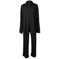 thumbnail image 4 of Franhais Women's 2Pcs Outfits Solid Color Lapel Long Sleeve Shirt + Loose Pants Set Streetwear, 4 of 9