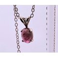 thumbnail image 5 of Natural 8x6mm Pink Bi-colored Tourmaline Cabochon Sterling Silver Necklace NT305, 5 of 9