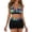 Black, variant on Summer Beach Bikini for Women Leaf Print Tankini Set Floral Print High Waist Bikini Separates Bralette Top Boyleg Bottom Black L