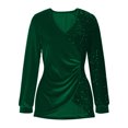 thumbnail image 3 of Uootdi Plus Size Sequin Tops for Women Sparkly Glitter Bow Crewneck Long Sleeve Shirts Evening Party Night Top Going Out Pullover Gift, 3 of 6