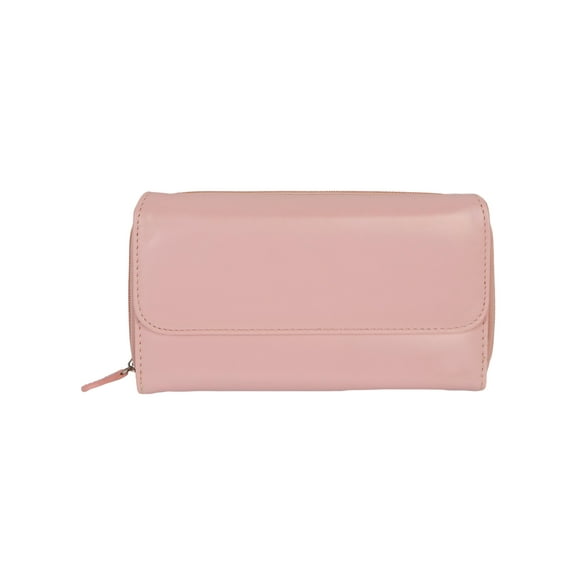 Womens Tri Fold Wallet, Multi Card Holder Zipper Pocket, Pink