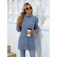 thumbnail image 3 of Long Sleeve Shirts for Women High Neck Casual Tunic Tops Blue L, 3 of 8