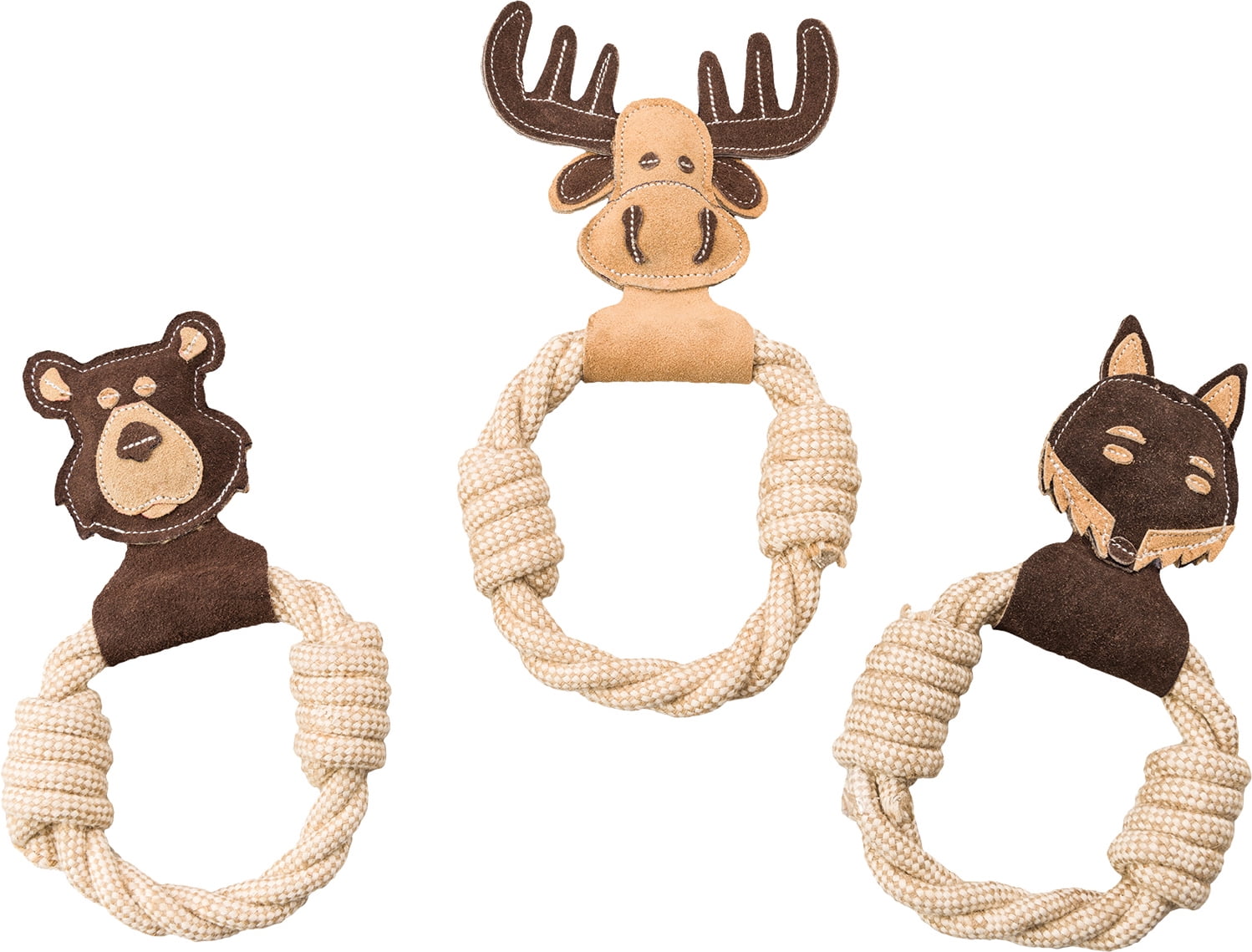 SPOT Durafused Leather With Rope Ring 11" Dog Toy