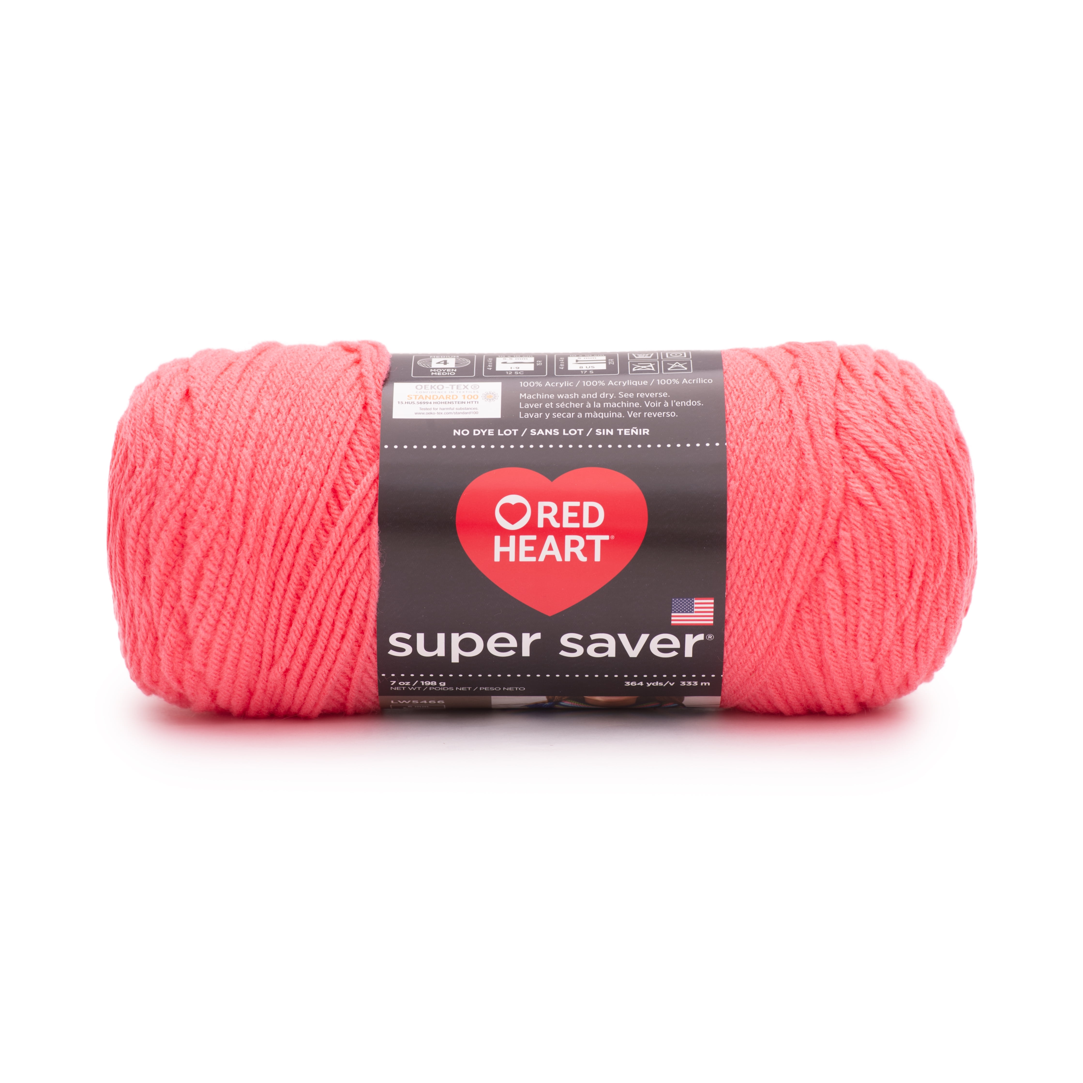Red Heart Super Saver 4 Medium Acrylic Yarn, Persimmon 7oz/198g, 364 Yards