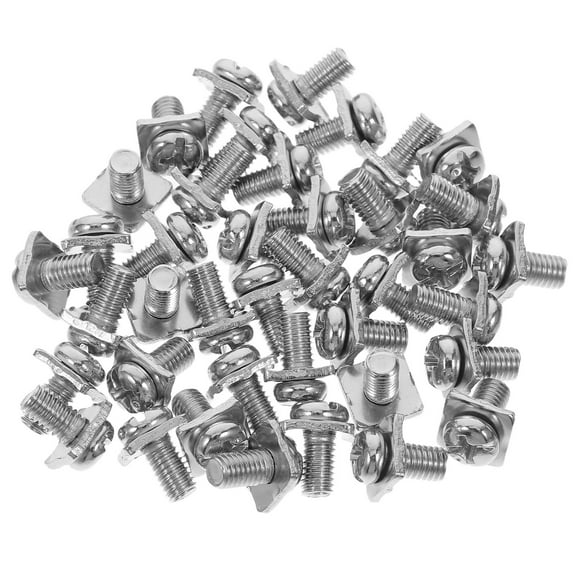 Hemoton 40 Set Nickel Plated Terminal Block Screw Head With Square Washer Terminal Blocks Replacement Screws