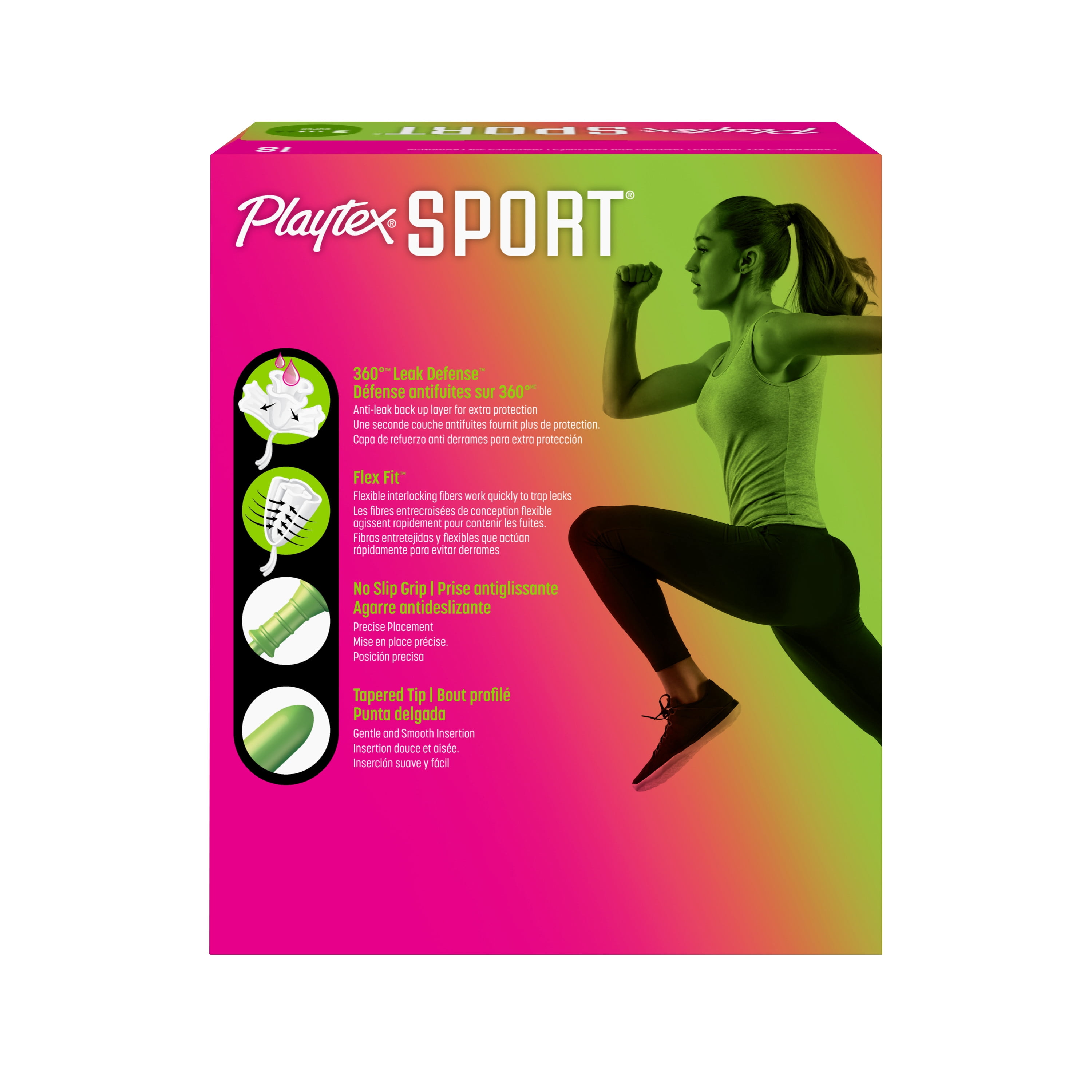 Tampons Playtex Sport à absorptivité Super - Non-parfumés, boîte de 18