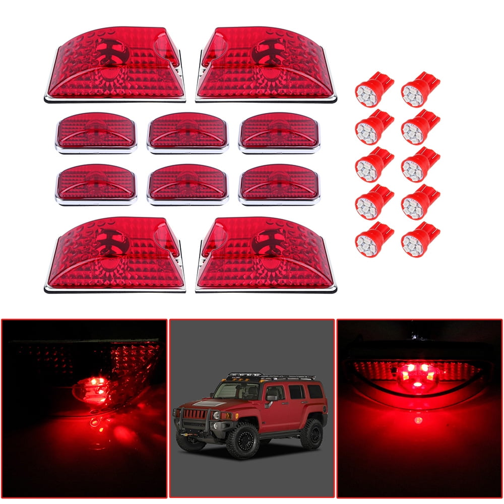 ECCPP Cab Marker Light 10 Pack Red Cab Marker Clearance Roof Running Covers and 10 Pack Red LED