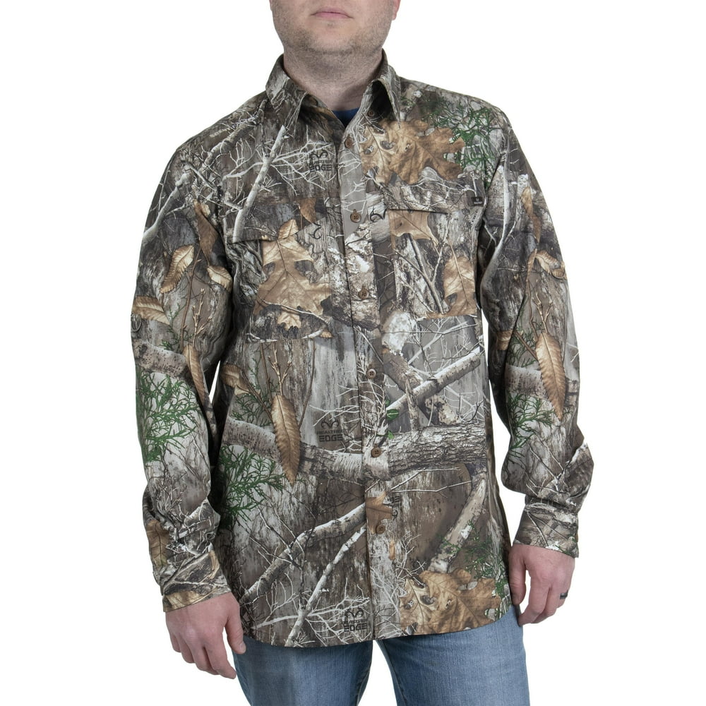 Realtree Men's Long Sleeve Hunting Guide Shirt, Realtree Edge, Size