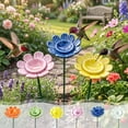 thumbnail image 7 of Bee Watering Station, Ceramic Bee Cup for Garden, Flower Shaped Bee Watering Station Bird Bath Water Feeder, Butterfly Drinking Cup Bee Bath Bowl Garden Stake (1PC, 2"x12.6", Blue), 7 of 7