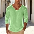 thumbnail image 2 of Mens Long Sleeve Shirt Lightweight Casual V-Neck Cotton Pullover Solid Color Tee Classic Long Sleeve Shirts for Men, 2 of 6