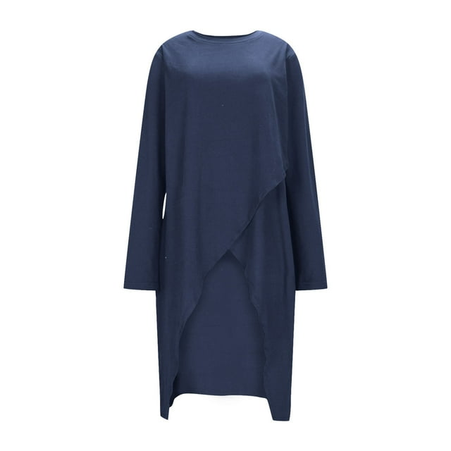 Robe Longue à Manches Longues Col Rond Couleur Unie Irrégulière pour Halloween