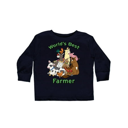 

Inktastic World s Best Farmer with Happy Farm Animals Gift Toddler Boy or Toddler Girl Long Sleeve T-Shirt