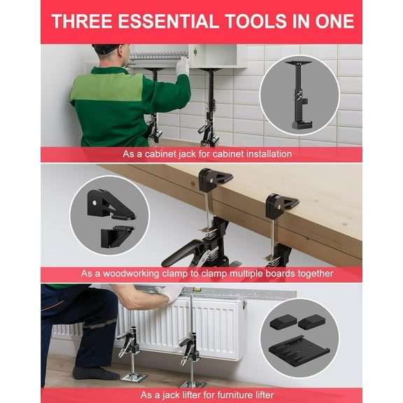 Cabinet Jacks 2 Pack, Multi-Function Hand Lifting Jack Tool for Drywall Lift and Woodworking