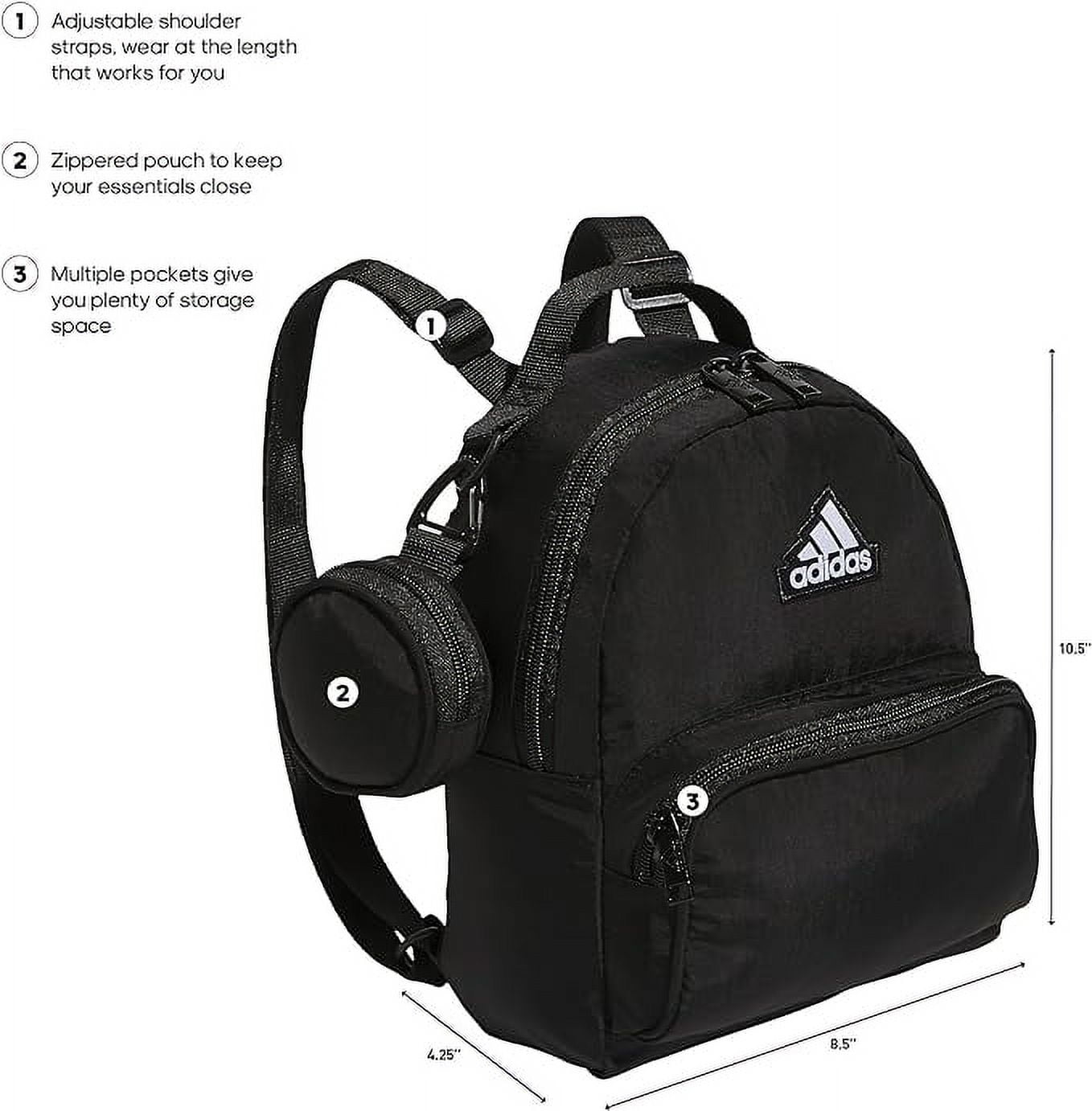 Adidas Unisex Adjustable and Zippered Pouch Shoulder Backpack Black Walmart