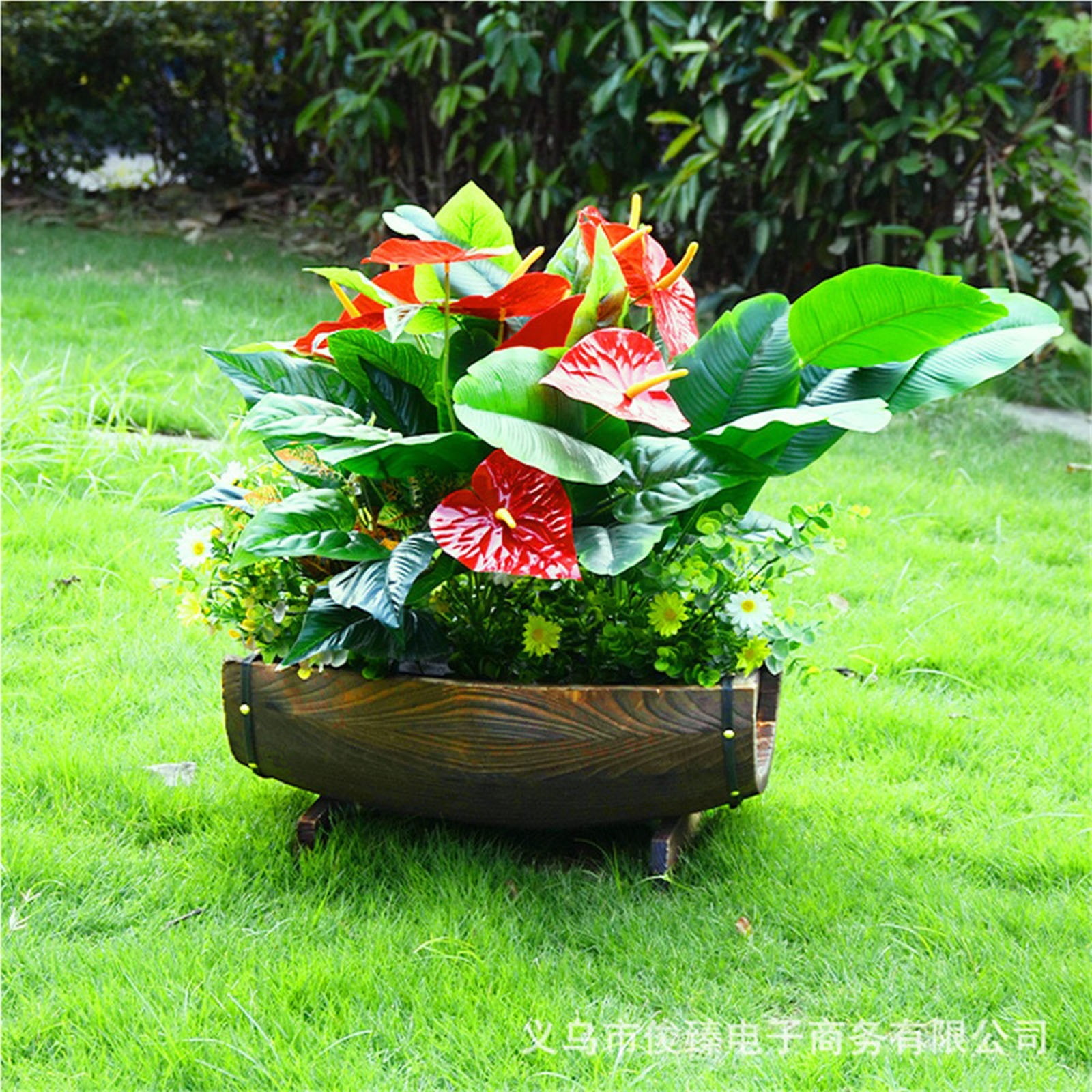 Wooden Half Barrel Planter Decorative Flower Pot for Use for Weddings Gardening and Home Decor