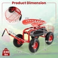 thumbnail image 3 of Gymax Rolling Garden Cart Scooter w/ Adjustable Seat Storage Basket Tray Red, 3 of 10
