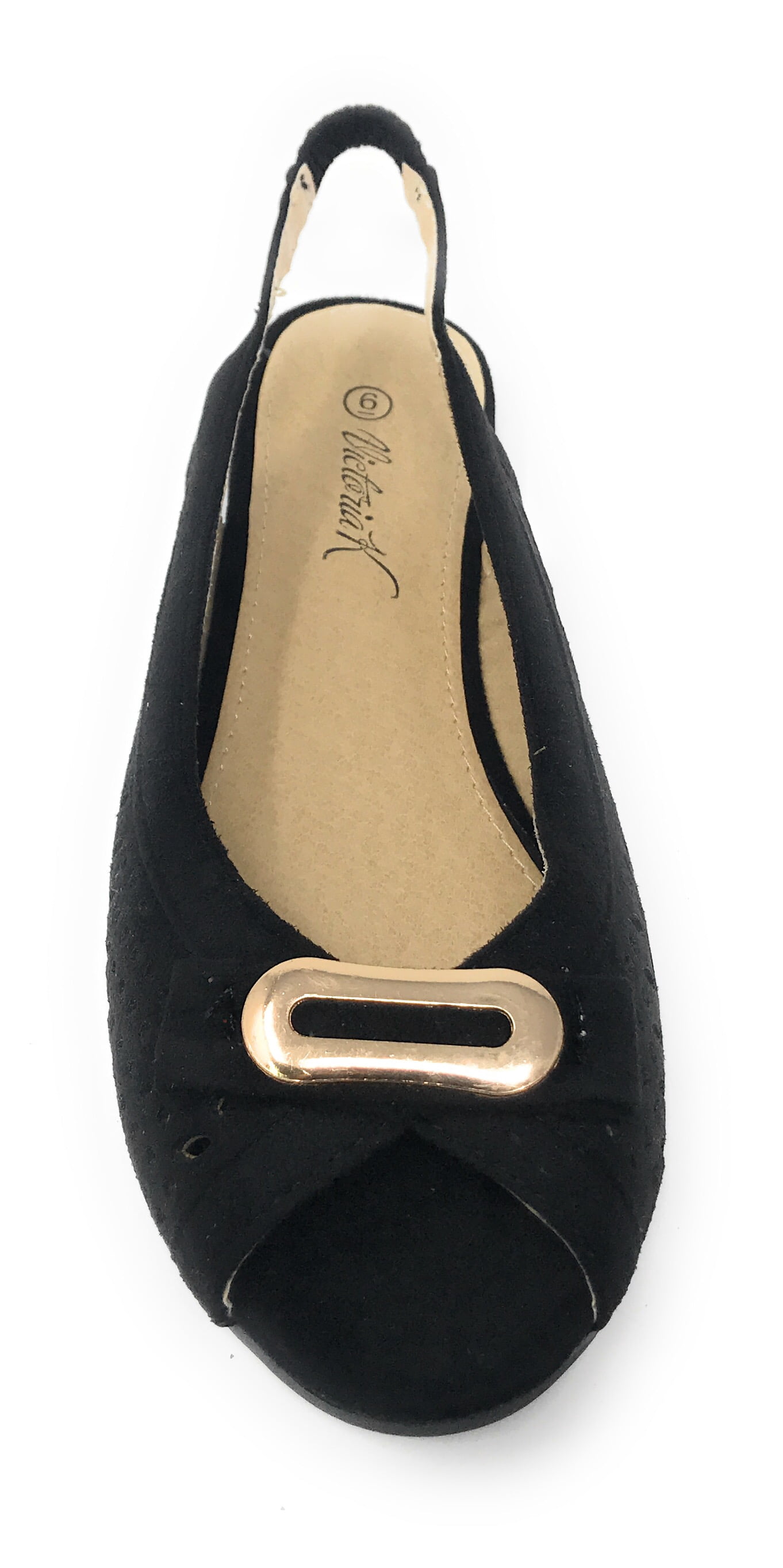 Victoria K Women's Bow With Gold Buckle Ballerina Flats