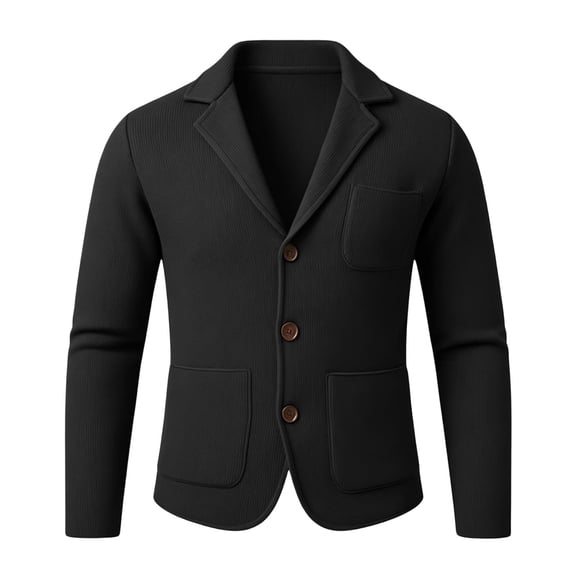 BELTNOV Men's Notched Lapel Blazer Jacket Casual Long Sleeve Slim Fit Jacket with Patch Pockets Black