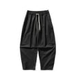 thumbnail image 5 of Handshe Men's Vintage Casual Pants with Elastic Waistband and Drawstring, Loose Fit Straight Leg with Pockets, Solid Color for Daily Wear and Leisure Activities, 5 of 6