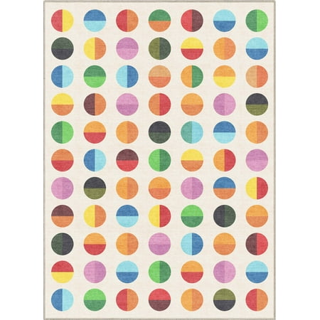 Well Woven Crayola Split Dot Multi Color 5 3  x 7 3  Area Rug Easy to Clean - Kid & Pet Friendly Rug Perfect for Playroom Living Room Bedroom