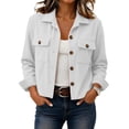 thumbnail image 5 of Cropped Jacket Women Fashion Corduroy Button Down Long Sleeve Coat Lightweight Trendy Fall Winter Outwear Blouse, 5 of 5