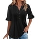 thumbnail image 3 of Blusas para mujer,Blusa de lentejuelas para mujer, manga corta, cuello en V, poliéster, corte holgado, informal, sopatenor, 3 of 9