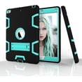 thumbnail image 5 of Case for iPad Mini 5 (2019), Slim Duty Drop Proof Shockproof Protective Armor Cover with Built-in Stand for Apple iPad 7.9 Inch 2019 Release (Black+Aqua), 5 of 14