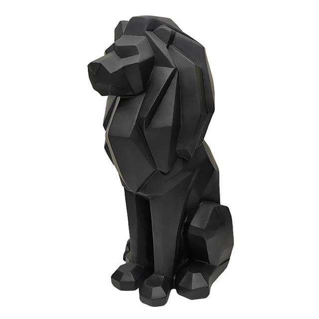 Estatua geométrica de león, regalo de Navidad, figura coleccionable de león de estilo nórdico Negro