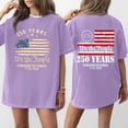 thumbnail image 2 of Semiquincentennial 250 Years 1776 2026 We the People American Flag Graphic Short Sleeve Loose Fit T Shirt Top Purple L Purple L, 2 of 5