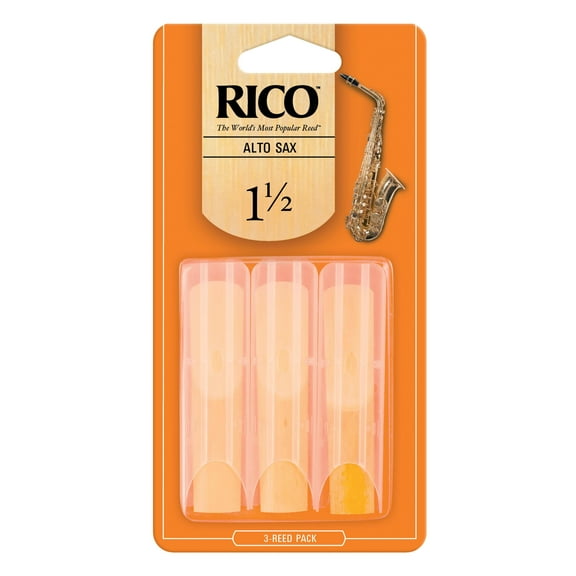 Rico by D'Addario Alto Sax Woodwind Reeds, Strength 1.5, 3-pack