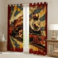 thumbnail image 2 of Castle Fairy Teens Vintage Railway Train Black Out Curtains,Abstract Retro Curtains Pack of 2 (42x63 Each),Transportation Railway Railroad Bedroom Curtains,Lightweight Room Decor, 2 of 6