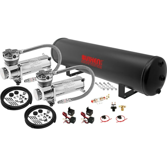 Vixen Air Suspension Kit for Truck/Car Bag/Air Ride/Spring. On Board System- Dual 200psi Compressor, 5 Gallon Tank. For Boat Lift,Towing,Lowering,Load Leveling,Bags,Onboard Train Horn VXO4852DC