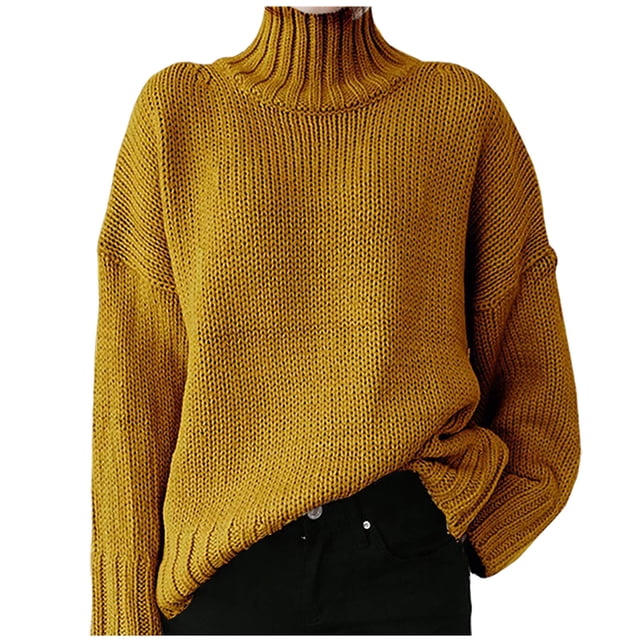 IROINID Chandail à Col Roulé pour Femmes Couleur Unie Décontracté Mi-Long Manches Longues