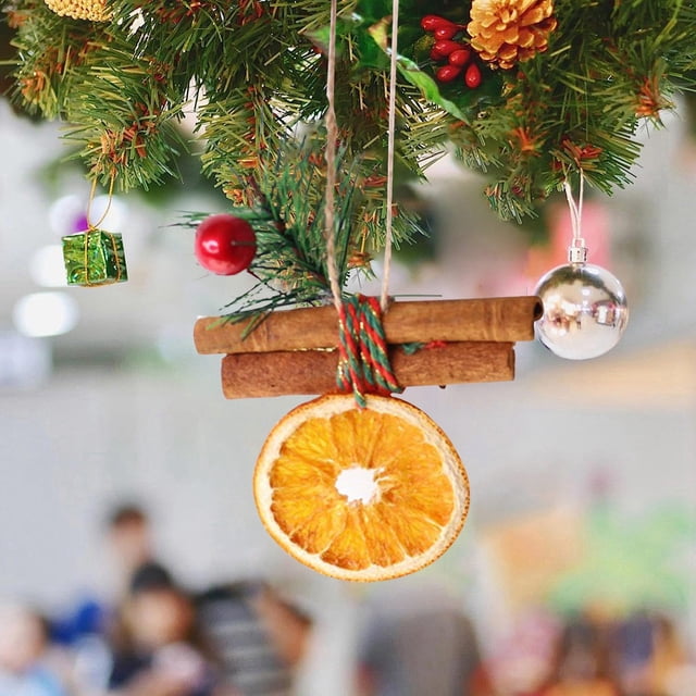 Adornos navideños Juego de rodajas de naranja con cuerdas para colgar Adornos únicos hechos a mano Lote Árbol de Navidad Vacaciones Granja Decoración rural Interior
