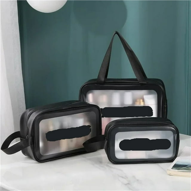 Portable Makeup Bag Large Capacity Make Up Brushes Lipstick Powder Travel Cosmetics Storage Toiletry Bag Waterproof Transparent