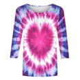 thumbnail image 5 of Womens Tie Dye Shirts Flower Print Top Color Gradient Blouses Crew Neck Tshirt Summer Casual Tee 3/4 Sleeve Tee Rainbow Tops 2025 Trendy Outfits, 5 of 5