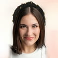 thumbnail image 2 of Unique Bargains Rhinestone Retro Knotted Headband Black 5.24"x1.22" Non-slip Wide Headband for Girl Women, 2 of 8