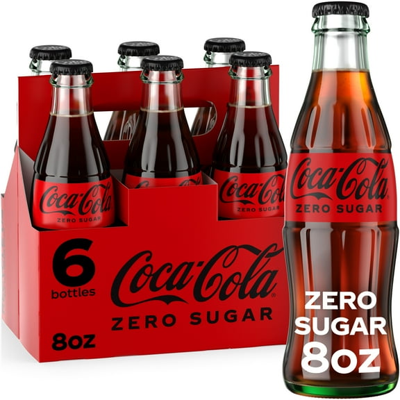 Coca-Cola Zero Sugar Soda Pop, 8 fl oz Glass Bottles, 6 Pack