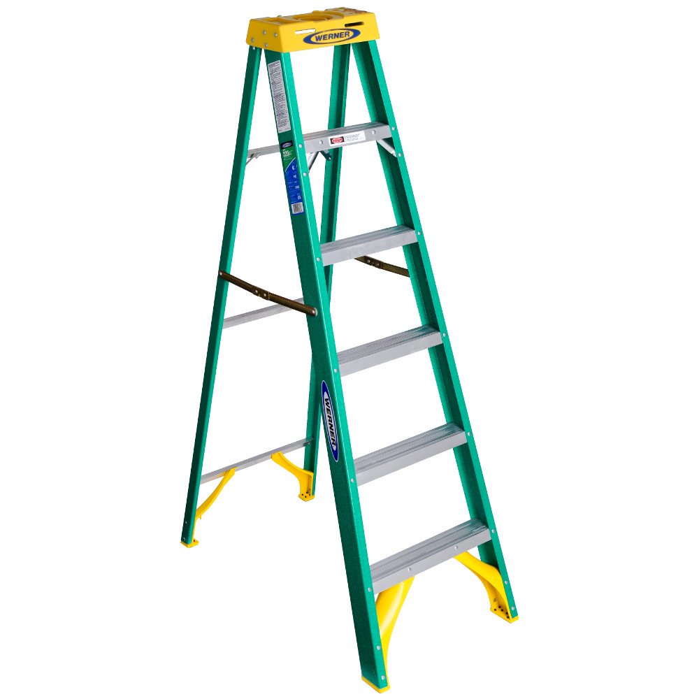 Werner 5906 6' Fiberglass Step Ladder with Yellow Top 22lb. Load