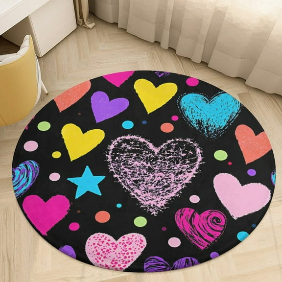 Colorful Paw Prints Round Area Rugs for Bedroom Living Room, 3FT Soft Indoor Circle Carpets, Carpet Home Decor Floor Mat