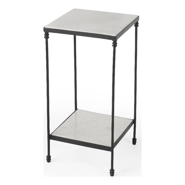Butler Specialty Company Larkin Outdoor Marble & Iron Side Table In Black