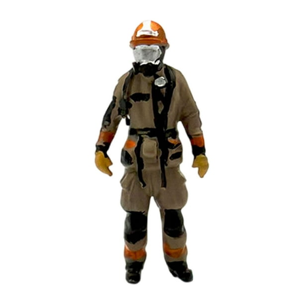 Figuras de bomberos a escala 1/64, figuras de acción de diorama de colección, personas diminutas realistas usando máscaras