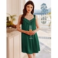 thumbnail image 4 of Ekouaer Women's Satin Silk Nightgown V Neck Sexy Nightdress Tank Sleeveless Sleepshirt Lace Sleep Dress Nightwear, 4 of 6