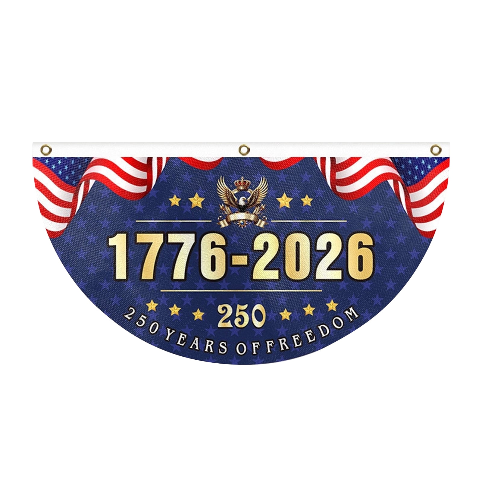4th of July USA Flag Semi-Circular 250th Anniversary, Outdoor Semi-Circular American Flags for Independence Day, Patriotic Half Round USA Banner for Home Decor