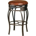 thumbnail image 2 of Hillsdale Montello Backless Swivel Counter Stool, Old Steel Finish with Brown Faux-Leather, 2 of 2