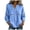 Blue, variant on Women's Blouse V Neck Button Down 3/4 Sleeves Henley Shirts Out Lace Eyelet Casual Boho Top (Brown, XL)