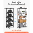 thumbnail image 2 of VEVOR 5-Tier Foldable Storage Shelf, 32W x 14D x 72H Inch Folding Metal Rack Shelving Unit, No Assembly Organizer Shelf with 5 Wheels & 4 Hooks for Pantry, Kitchen, Garage, Basement, Black, 2 of 9