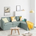thumbnail image 3 of Gymax Convertible L-shaped Sectional Sofa Couch Chaise w/ Ottoman Cushions Green, 3 of 10